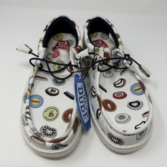 Hey Dude Wally Mens 9 White Spring Break Beer Bash Alcohol Slip On Loafer NEW - Picture 7 of 8